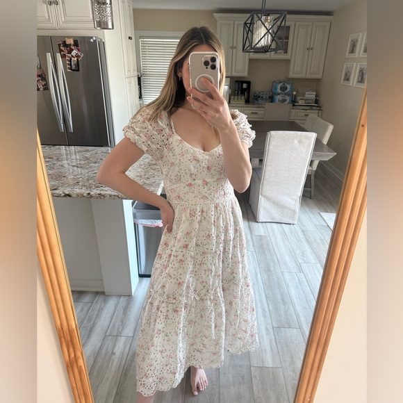 LoveShackFancy Target Floral Eyelet Midi Dress Size 12 - Picture 2 of 6